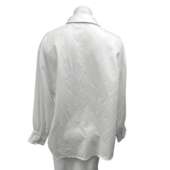 4th & Reckless White Long Sleeve Pocket Collared Button Down Shirt Blouse Top S - Picture 2 of 6